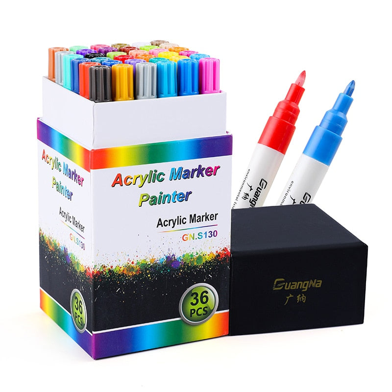 GN 6/12/18/36 Farben 0,7 mm Acrylfarben-Marker-Set Art Drawing Marker Pen für Keramik, Stein, Glas, Porzellan, Becher, Holz, Stoff