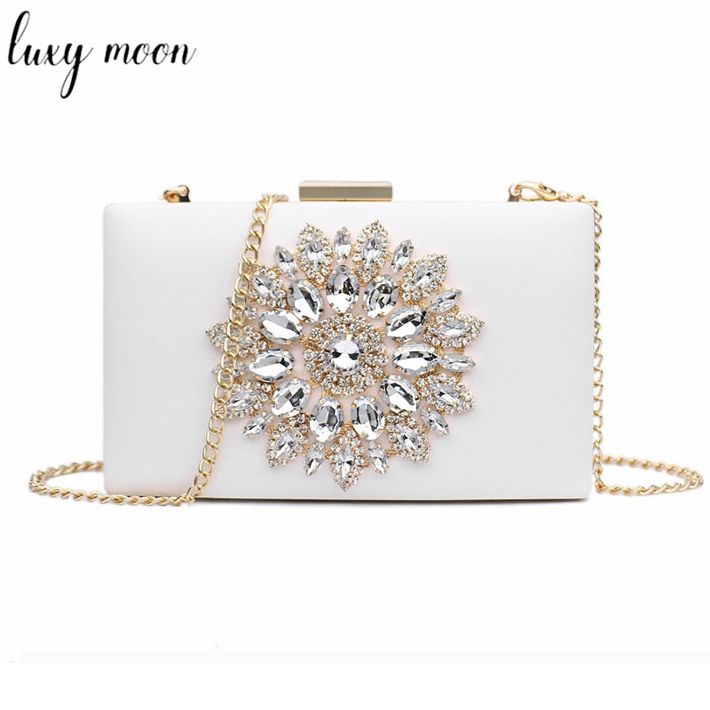 Bolso de mano blanco para mujer, bolso de mano para boda, bolsos de verano de cristal para noche nupcial para mujer, bolsos cruzados pequeños de lujo 2020 ZD1333