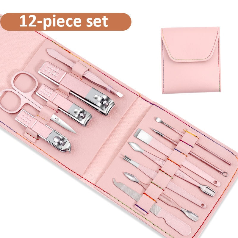 Manicure Set 16 In 1 Full Function Kit Professional Stainless Steel Pedicure Sets With Leather Portable Case Idea Gift