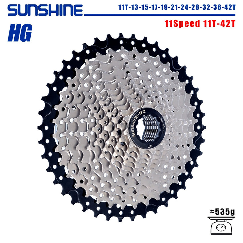 SUNSHINE Bicycle Cassette 8/9/10/11/12Speed Freewheel 32/36T/40T/42T/46T/50T/52T Sprocket HG Structure Flywheel For SHIMANO/SRAM