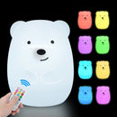 Rabbit LED Night Light Touch Sensor Remote Control 9 Colors Dimmable Timer Rechargeable Silicone Bunny Lamp for Kids Baby Gift