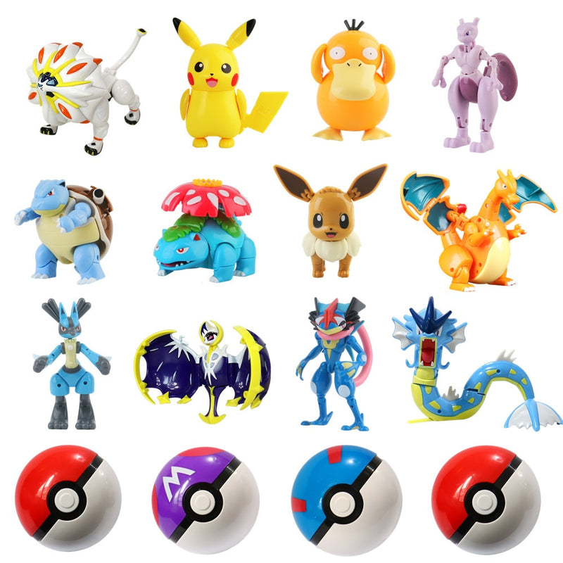 Pokemon Figures Ball Variant Model Pikachu Jenny Turtle Pocket Monsters Action Figure Toy Christmas Gift Box