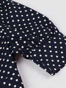 Tonval Puff Sleeve Button Up Polka Dot Vintage A-Line Party Long Dresses for Women Elegant High Waist Cotton Pinup Midi Dress