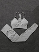 ATHVOTAR Two Piece Set Women Seamless Gym Sports Bra and High Waist Leggings Outfits Solid Color Fitness Tracksuit Women