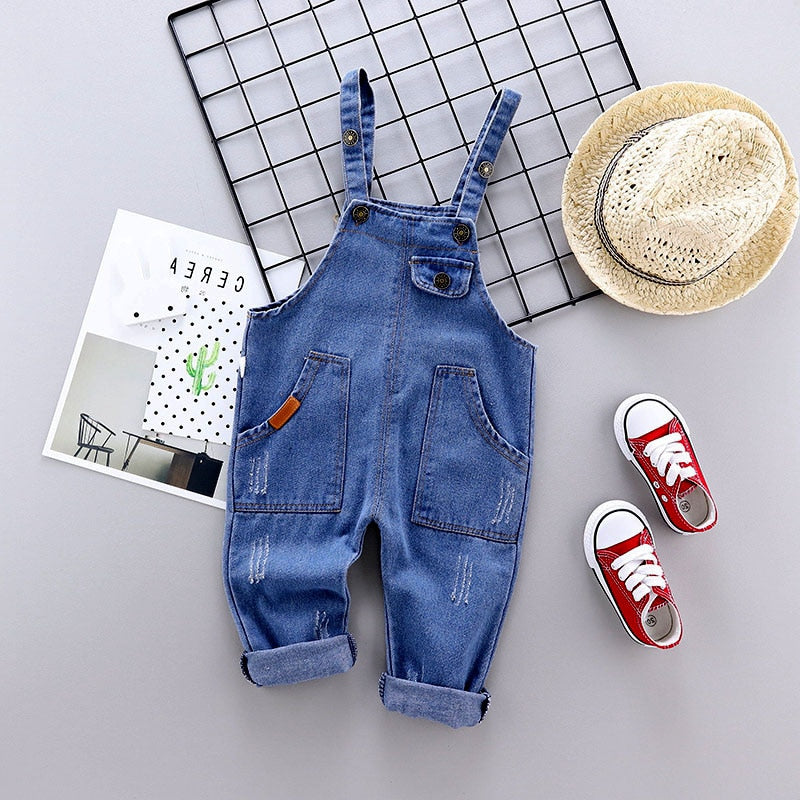 Sommer Kinder Kostüm Kinder Kleine Mädchen Overall Jungen Jeans Baumwolle Denim Baby Kleidung Overall Beiläufig Lose Strampler Latzhose