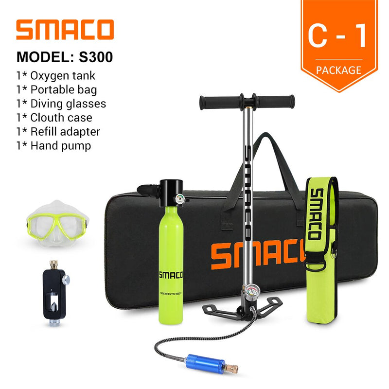 SMACO Mini Scuba Diving Tank Equipment, Dive Cylinder with 8 Minutes Capability, 0.5 Litre Capacity with Refillable Design