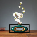 Chinese Style Creativity Ceramic Vase Wooden Frame Retro Openwork Vase Modern Home Flower Arrangement Decoration Flower Vases