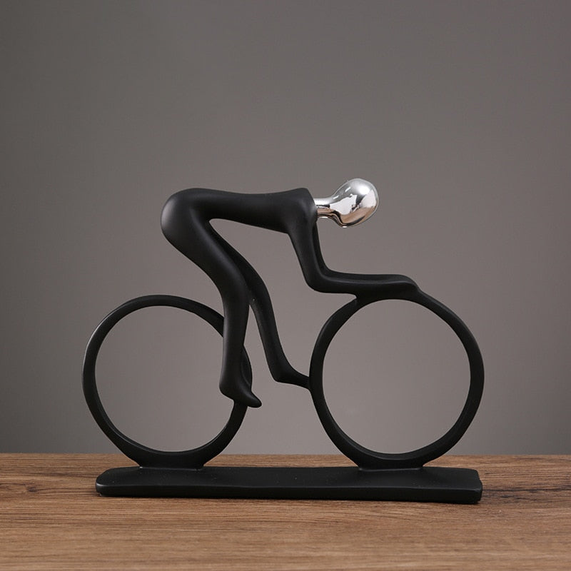 ERMAKOVA Modern Abstract Resin Bicycler Cyclist Statue Bicycle Rider Statue Bike Racer Rider Figurine Office Living Room Decor