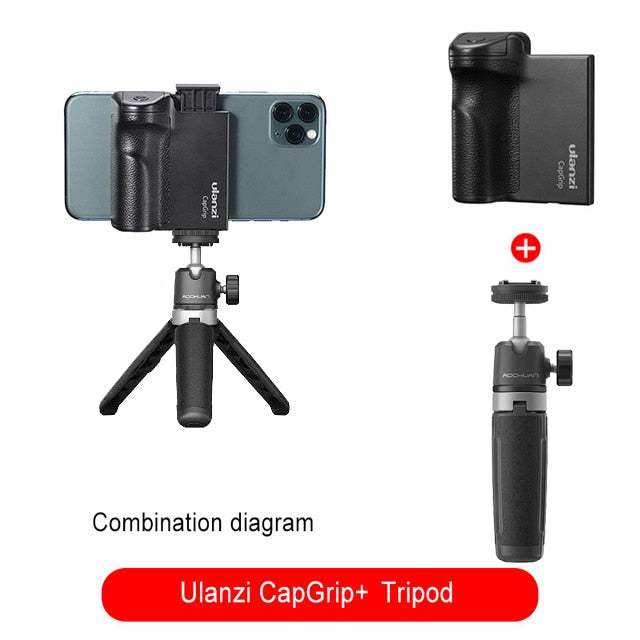 Ulanzi CapGrip inalámbrico Bluetooth Smartphone 1/4 tornillo Selfie Booster mango agarre teléfono estabilizador soporte obturador liberación