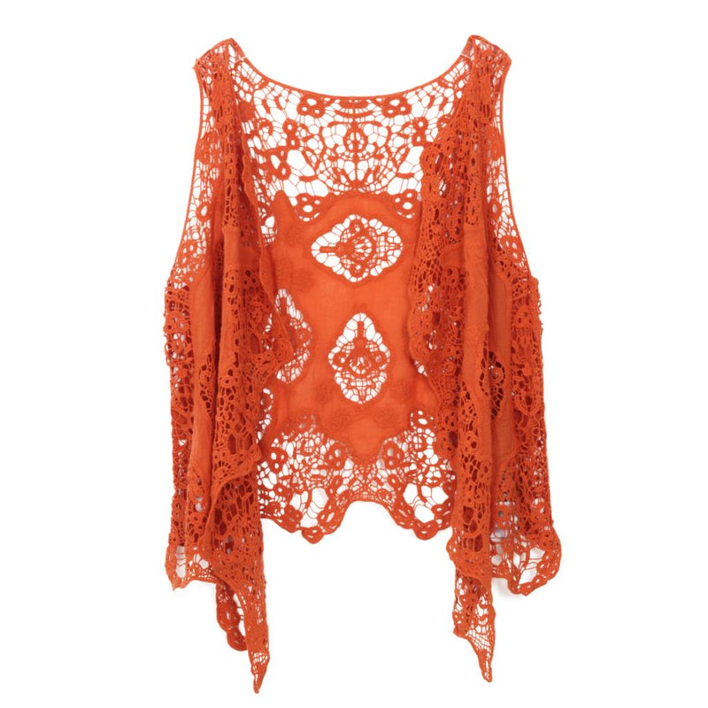 Hippie Froral parche diseño chaleco Retro Vintage Crochet verano playa cubrir Top asimétrico punto abierto Kimono cárdigan 2022