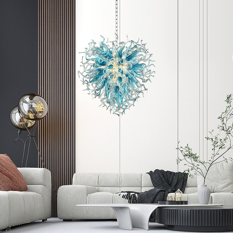 Luxury Chandelier Lighting LED Indoor Home Hanging Lights Hand Blown Glass Chandeliers for Living Room