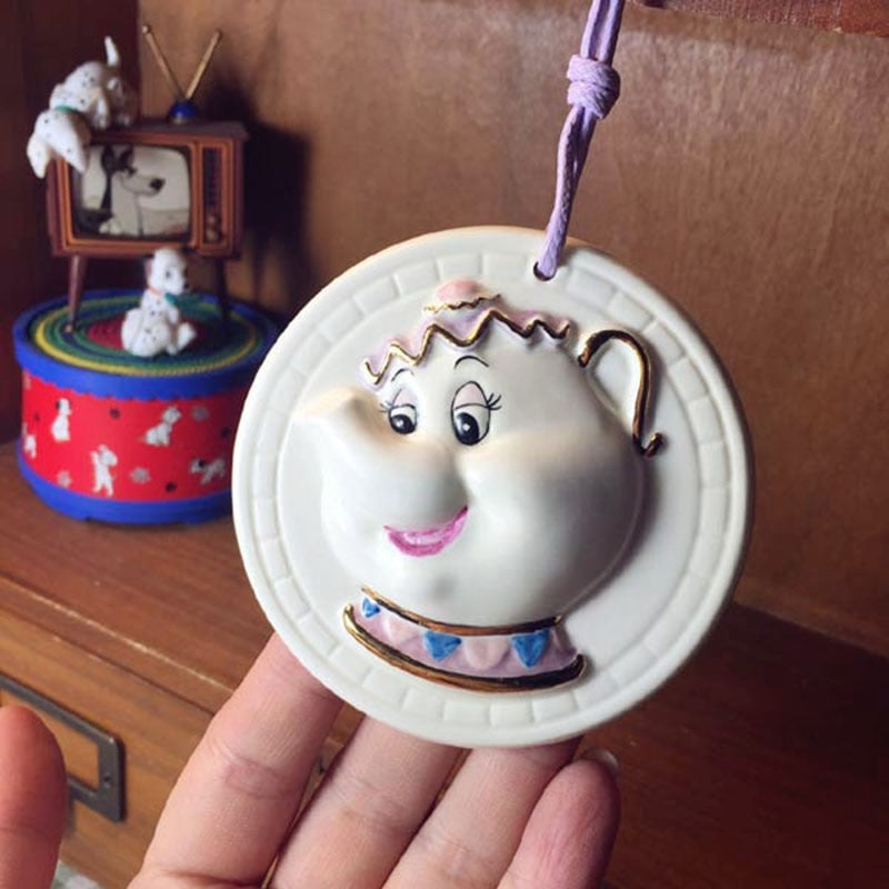 ¡Promoción! Juego de té de La Bella y La Bestia de dibujos animados, tetera Mrs Potts, taza con Chip, azucarero, olla Cogsworth, café, cumpleaños, regalo de Navidad