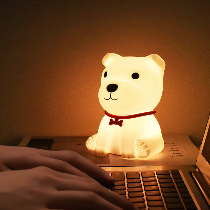 Panda Dog LED Night Light Touch Sensor Colorful USB Rechargeable Bedroom Silicone Animal Lamp for Children Baby Christmas Gift