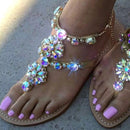 Sandalias con diamantes de imitación para mujer, zapatillas de playa de verano para mujer, sandalias, chanclas, chanclas de playa de cristal para mujer, zapatillas informales, zapatos