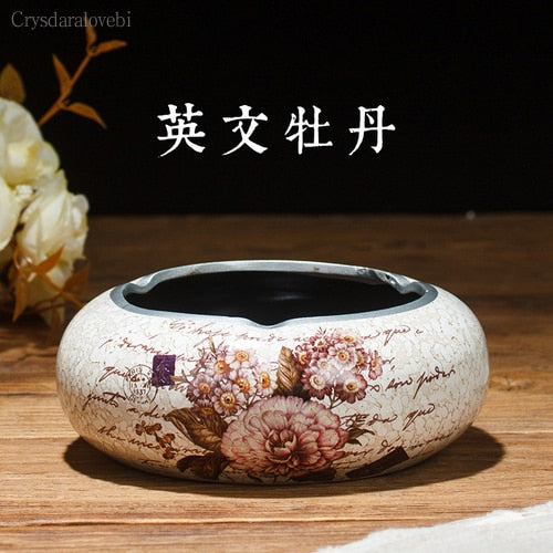 New Style Chinese Retro Ceramic Large with Lid Ashtray Modern Minimalist Creative Luxury Living Room Decoration Coffee Table