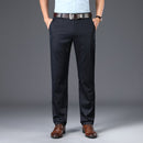BROON 2023 Herren Neue Freizeit-Hosen Mittelhohe Taille Gerade Formelle Lange Hose Erwachsene Einfarbige Flache Design-Hose Business Herren