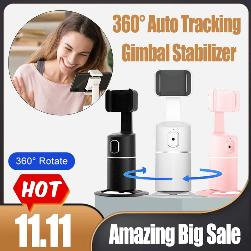 Auto Face Tracking Gimbal Phone Vlog Asistente de video en vivo Selfie Stick Trípode 360 ​​° Rotación Estabilizador Trípode para teléfono inteligente