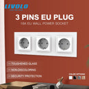 Livolo New EU Standard Power Socket, Outlet Panel, Triple Wall Power Outlet Without Plug,Toughened Glass C7C3EU-11/2/3/5