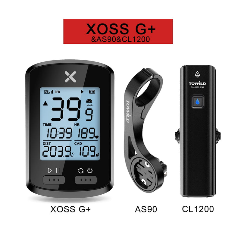 XOSS Fahrradcomputer G Plus Wireless GPS Tacho Wasserdicht Rennrad MTB Fahrrad Bluetooth ANT+ mit Trittfrequenz Fahrradcomputer