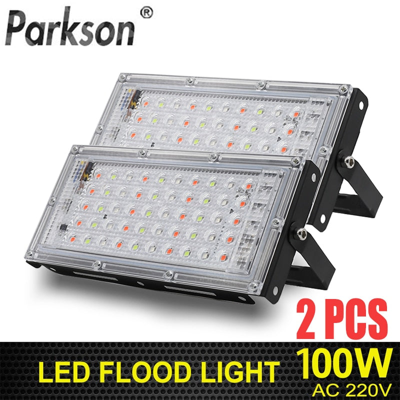 2Pcs 50W 100W LED Floodlight LED Spotlight 220V LED Grow Light PhytoLamp Streetlight Full Spectrum Lamp For plant growth lamp