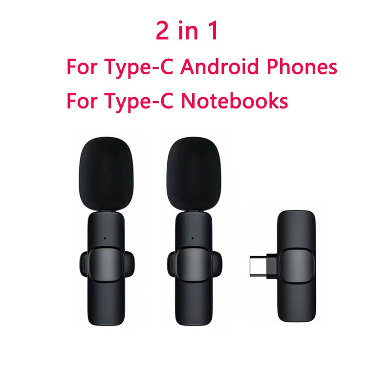 New Wireless Lavalier Microphone Portable Audio Video Recording Mini Mic for iPhone Android Live Broadcast Gaming Phone Mic