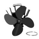 Chimenea negra de 4 aspas con ventilador de estufa de calor, quemador de madera de troncos komin, ventilador silencioso ecológico, distribución de calor eficiente para el hogar