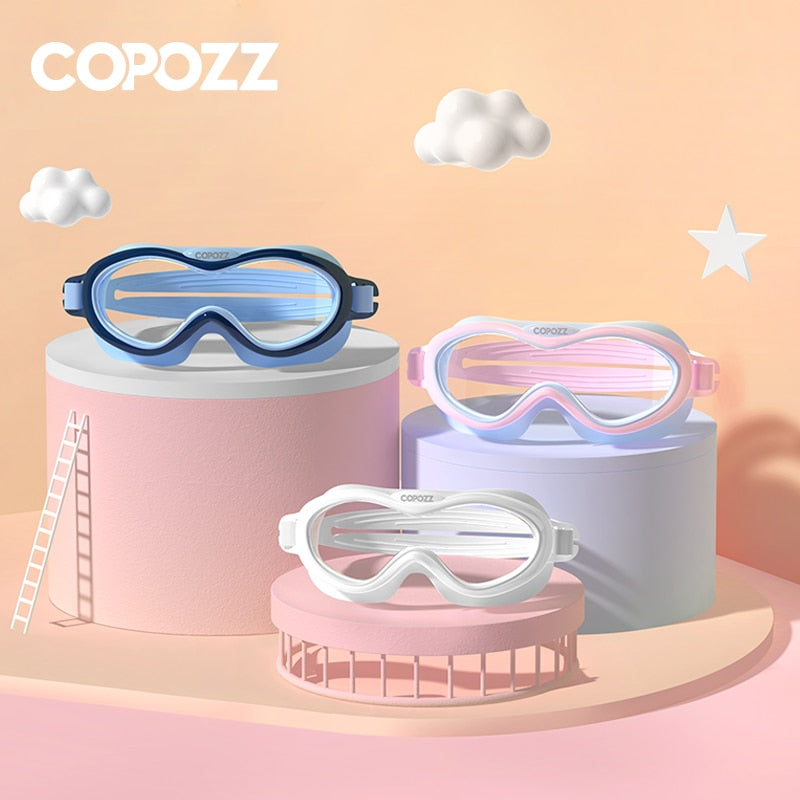 COPOZZ, gafas de natación para niños, antiniebla, impermeables, para niños y adolescentes, marco grande, gafas de natación para niño y niña, gafas de natación de una pieza