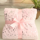2 layers Plushed Dot Coral Fleece Bronzing Golden Stars Moon Blue Starry Toddler Quilt Girl Baby Blanket Infant Crib Beddings