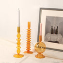 Nordic Orange Glass Taper Candle Holder Creative Home Decor Wedding Party Dinner Candlelight Decoration Living Room Candlestick