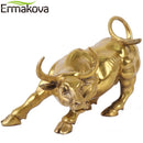 ERMAKOVA Wall Street Golden Fierce Bull OX Figurine Sculpture Charging Stock Market Bull Statue Home Office Decor Gift