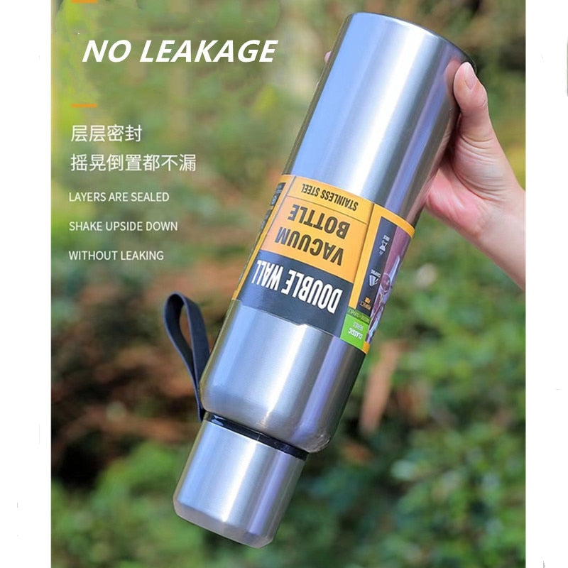 Stainless Steel  Portable Vacuum Flask Insulated Tumbler Bottle Thermos with Rope 500/700/1000/1500ml