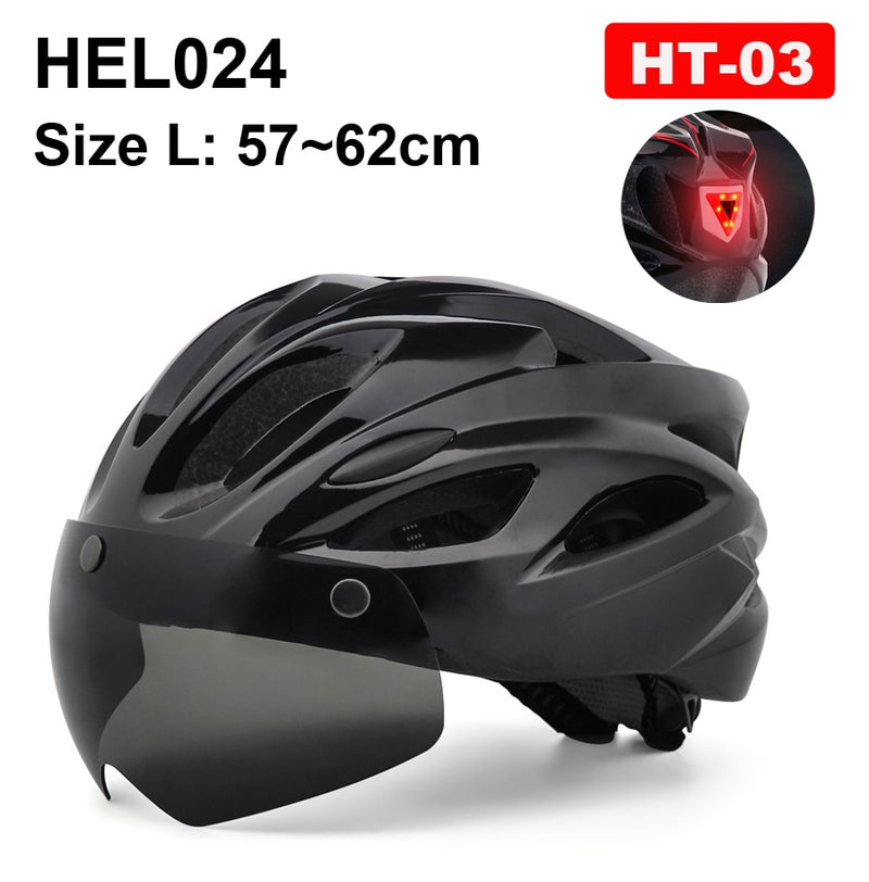 Casco de ciclismo NEWBOLER para hombre y mujer, casco con luz LED, lente para casco de bicicleta de montaña y carretera para montar en bicicleta, deportes, monopatín, Scooter