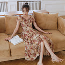 Women Maxi Floral Ruffle Dress Summer 2022 Runway Boho Vintage French Fairy Dress Honeymoon Vacation Party Prom Dress Long New