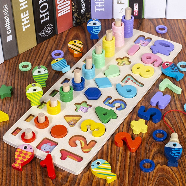 Wooden Toys Montessori for Kids Montessori Board Math Fishing  Montessori Toys wooden educational toys for baby 1 2 3 Years Old