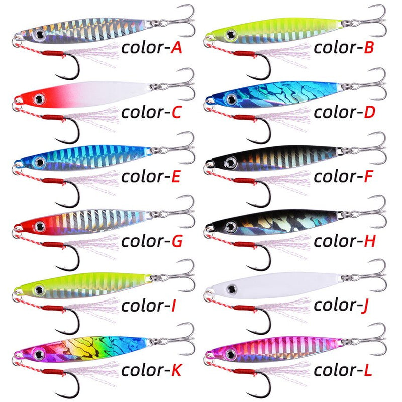 12pcs Metal Lures 7g 12g 17g 22g 30g 40g Metal Jigs Fishing Spoon Bait Sinking Lure Jigging Vibe Blade For Pike Bass Sea Fishing