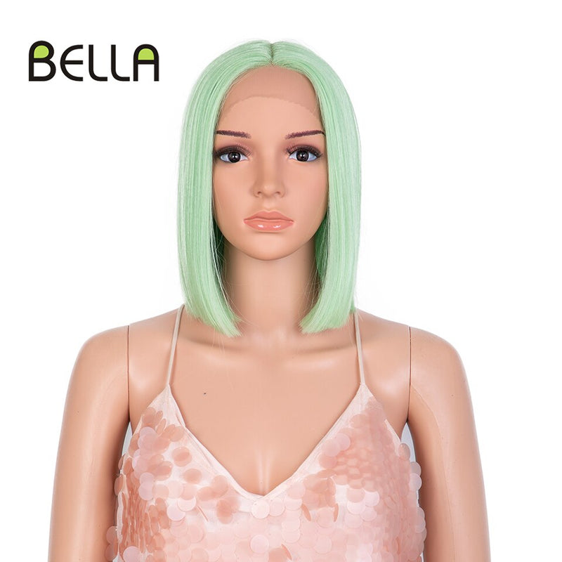 Bella Bob Perücke Synthetische Spitzeperücke Kurzer Blonder Bob Pink 613 Rote Zitrone Spitze Kurzes Haar 10-13 Zoll Perücken Für Frauen Lolita Cosplay