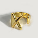 Foxanry 925 Stamp 26 English Letter Rings for Women Fashion Vintage France Gold Plated Irregular Party Jewelry Gifts