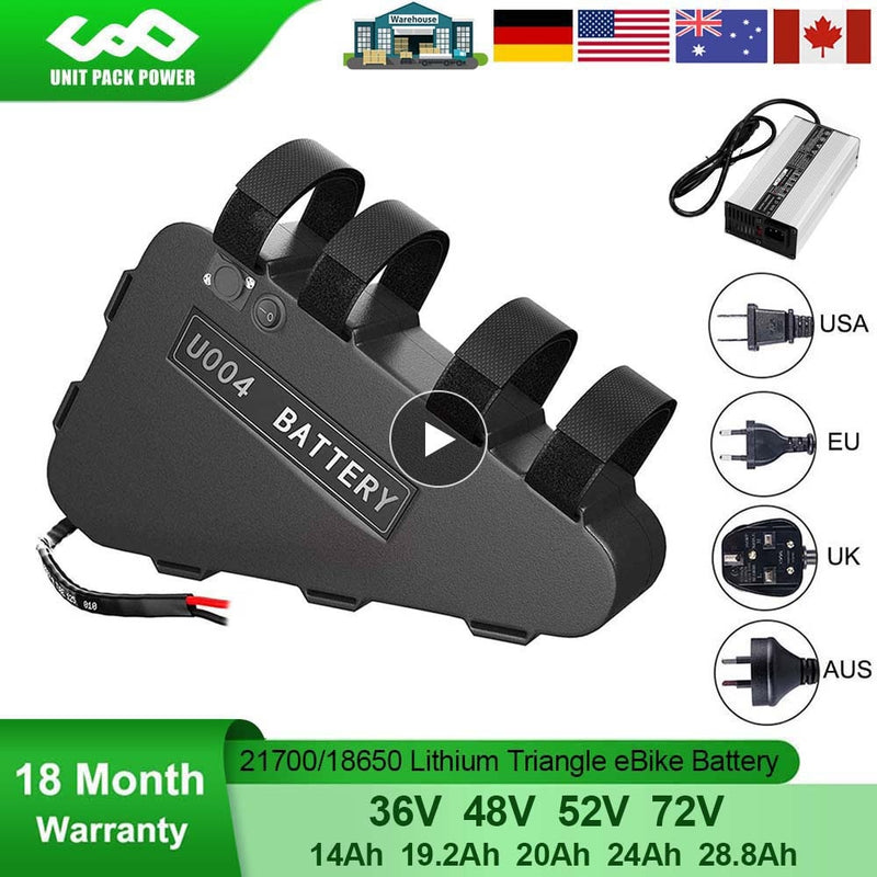 LG Tesla EBike Battery 21700 18650 Triangle Bateria Pack 36V 48V 52V 20Ah 24Ah 28.8Ah  for 750W 500W 1000W 2000W Motor