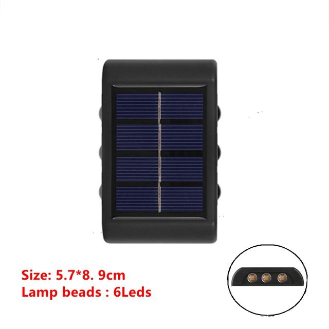 6 LED Solar Wall Lamp Outdoor Waterproof Up and Down Luminous Lighting Garden Decoration Solar Lights Stairs Fence Sunlight Lamp