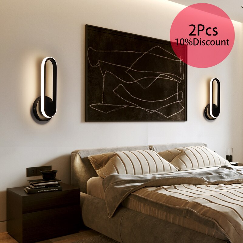 Luces de pared led modernas en blanco y negro, lámparas de pared para sala de estar, lámpara de candelabro de noche para vestíbulo de pasillo, iluminación de pared ajustable en ángulo 330