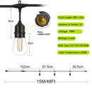 IP65 15M 15Bulbs S14 LED String Light Commercial Weatherproof LED Patio String 2W E27 Bulb Holiday Garland Garden Wedding Lights