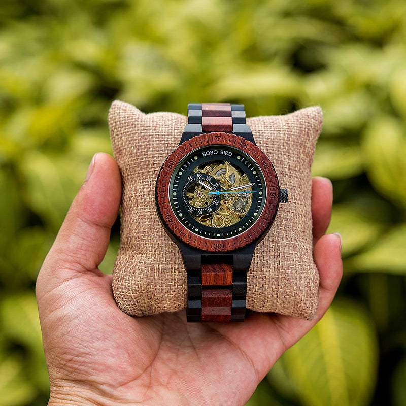 BOBO BIRD Holz Mechanische Uhr Männer Relogio Masculino Große Herrenuhren Top-Marke Luxusuhren erkek kol saati Dropshipping