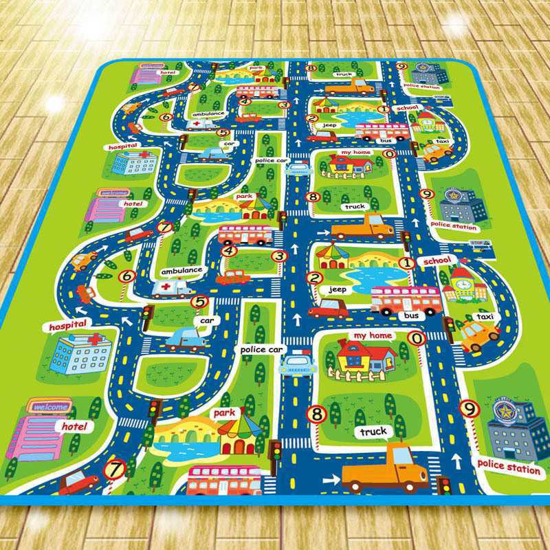 Baby Krabbelmatte Rutschfeste Oberfläche Baby Teppich Spielmatte 0,3 cm Dicke Urban Track Lernmatte für Kinder Game Pad