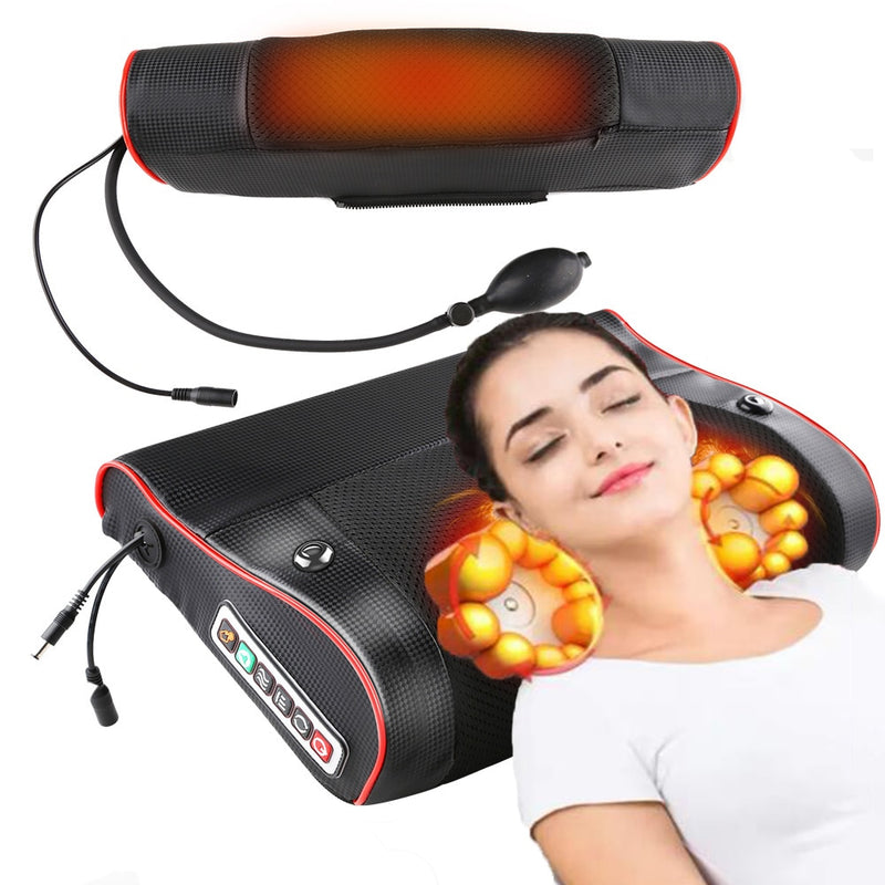 Almohada eléctrica para masaje de cabeza y cuello, relajación, moxibustión, calefacción, amasado, terapia infrarroja, masajeador shiatsu
