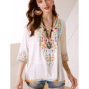 KHALEE YOSE Boho Floral Embroidery Mexican Blouse Shirts Vintage Chic Autumn Blouse Women s3xl Ethnic Hippie Shirt Blouse Tops