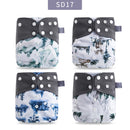 Elinfant Gray Mesh Cloth 4pcs Eco-friendly Diaper Washable Cloth Diaper Adjustable Baby Nappy Reusable pocket Diapers