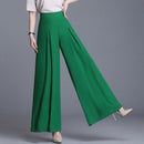 High Waist Chiffon Wide Leg Pants Women 2021 Summer Korean Pleated Pants Solid Loose Black Pants Long Trousers Women