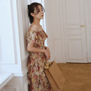 Women Maxi Floral Ruffle Dress Summer 2022 Runway Boho Vintage French Fairy Dress Honeymoon Vacation Party Prom Dress Long New
