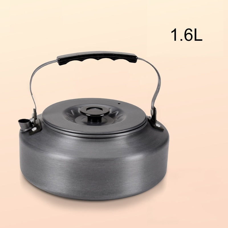 1.1L/1.6L Portable Ultralight Outdoor Camping Tableware Hiking Collector Heat Ring Water Kettle Teapot Coffee Pot