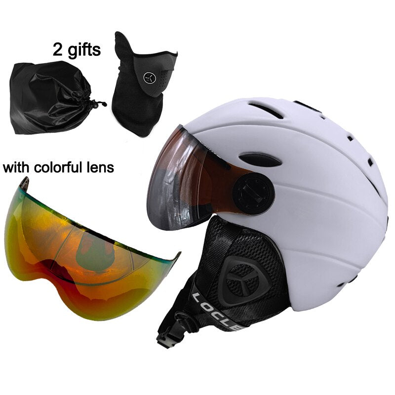 LOCLE CE Certification Glasses Ski Helmet In-mold Skiing Helmet With Goggles Snowboard/Skateboard Helmet 5 Colors M/L/XL